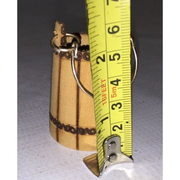 Small Miniature Wooden Hanging Bucket with Metal handle - Picture 5 of 7